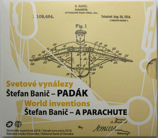 Sada mincí Slovenskej republiky 2018 - Štefan Banič - Padák, svetové vynálezy