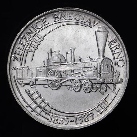 50 Kčs/1989 - Železnice Břeclav -  Brno - 150. výročie zahájenia žel. dopravy